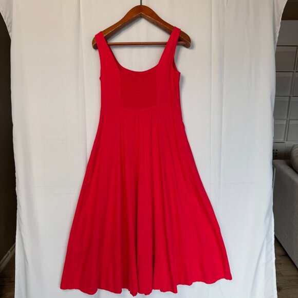 Gap Red Linen Blend Square Neck Sleeveless Fit & Flare Long Midi Dress Small - Picture 5 of 11
